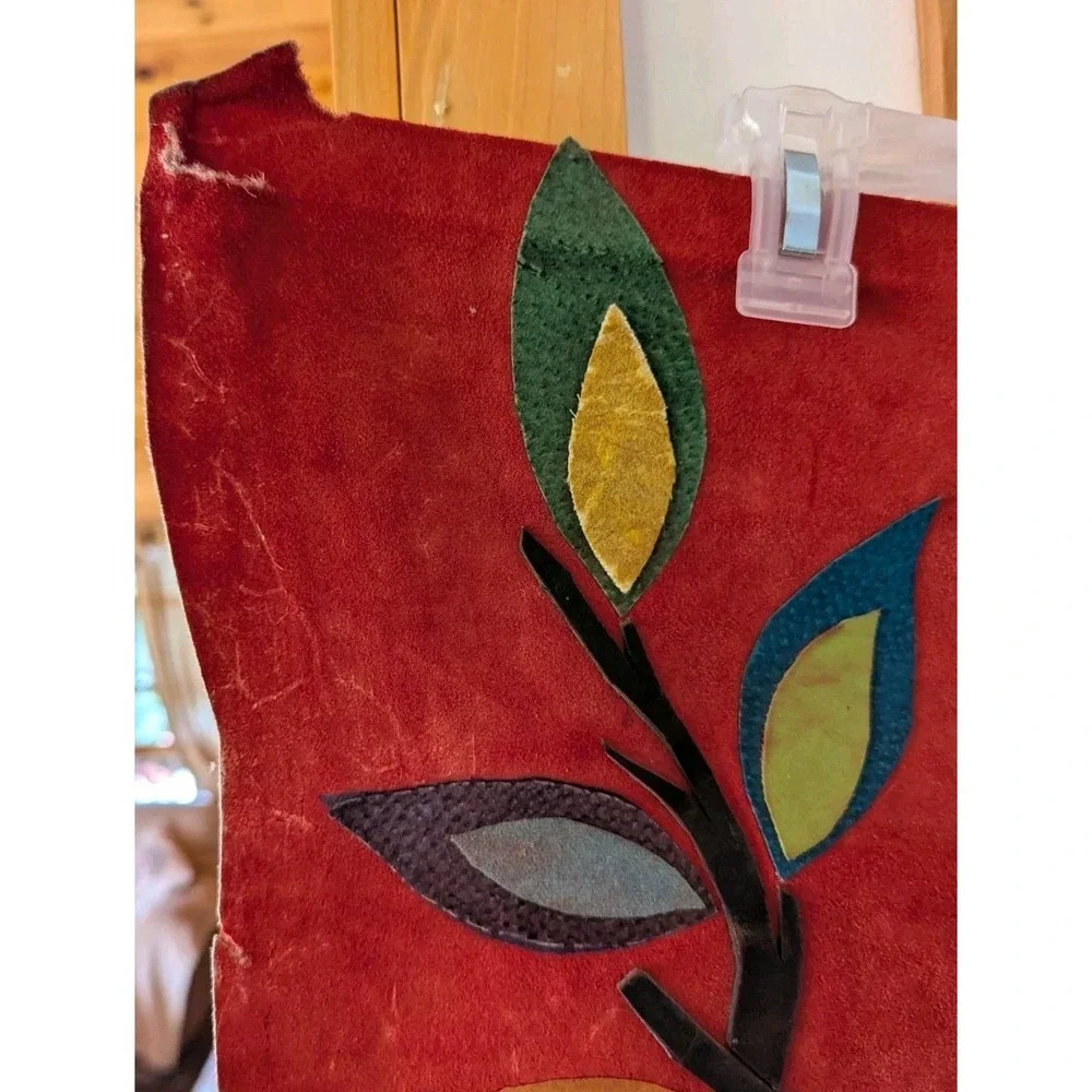 Vintage Handmade Leather Tucan Bird Scene Wall Tapestry By Jose Marcos‎ Brazil